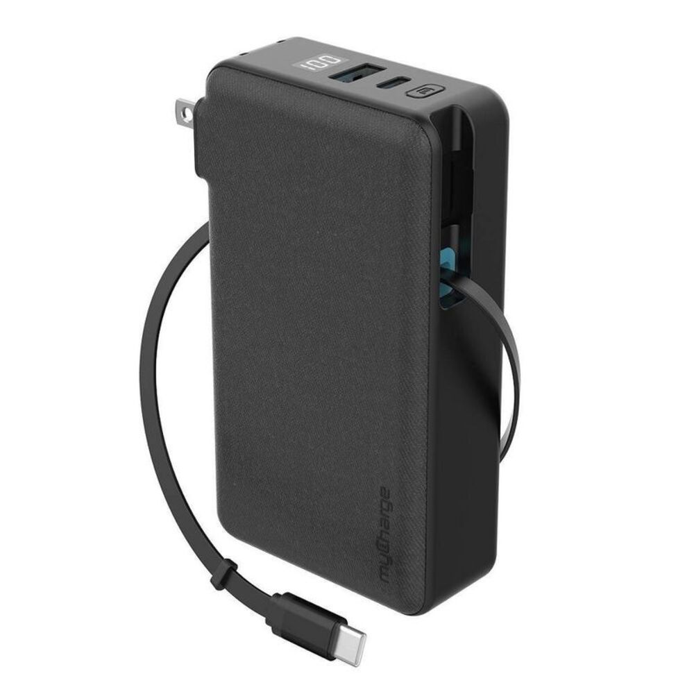 MyCharge -  10000mAh 30W RetractaCharger + Power Bank Black